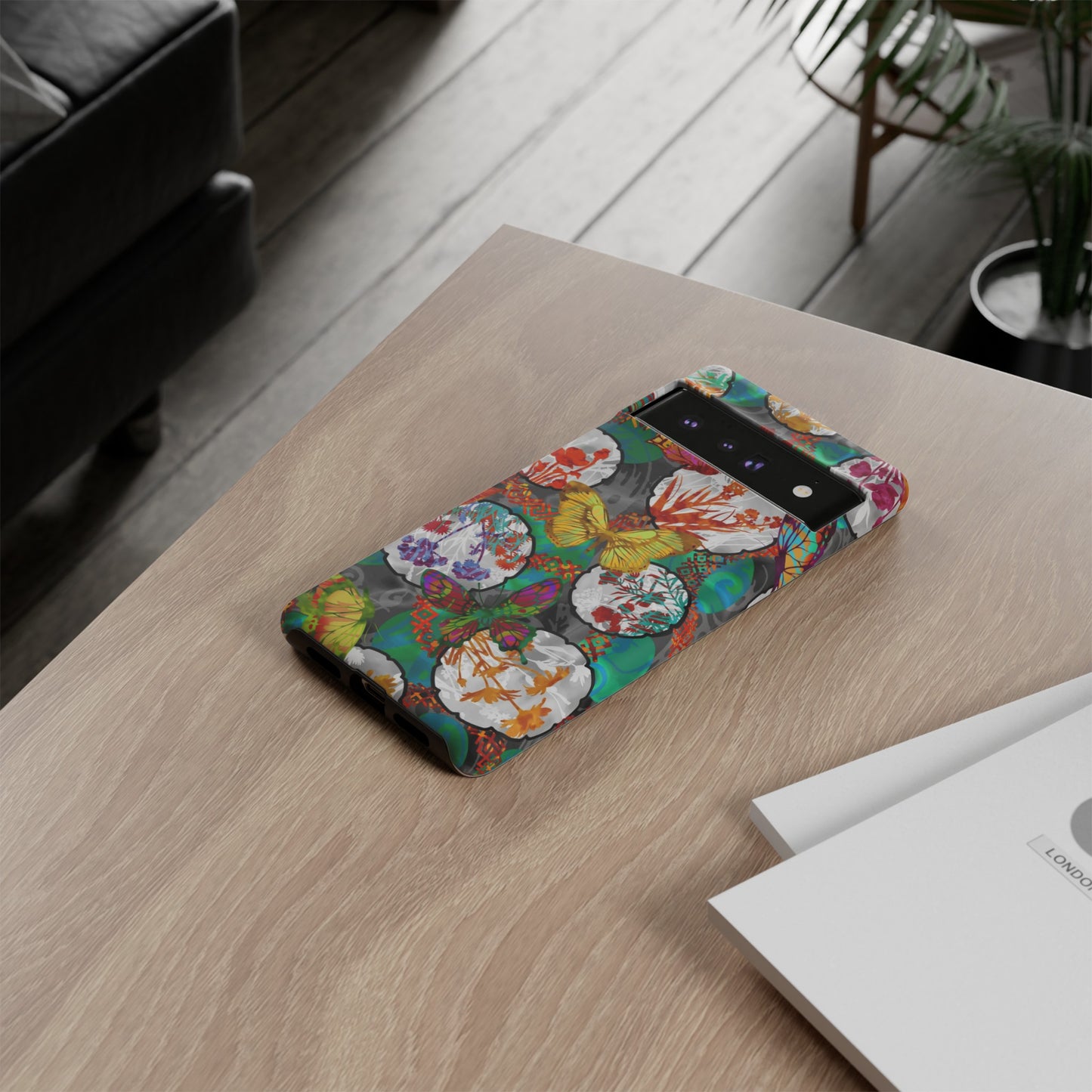 Android Google Pixel (Series) Tough Case-Phone Case:  Dreamscapes [Green Butterflies]