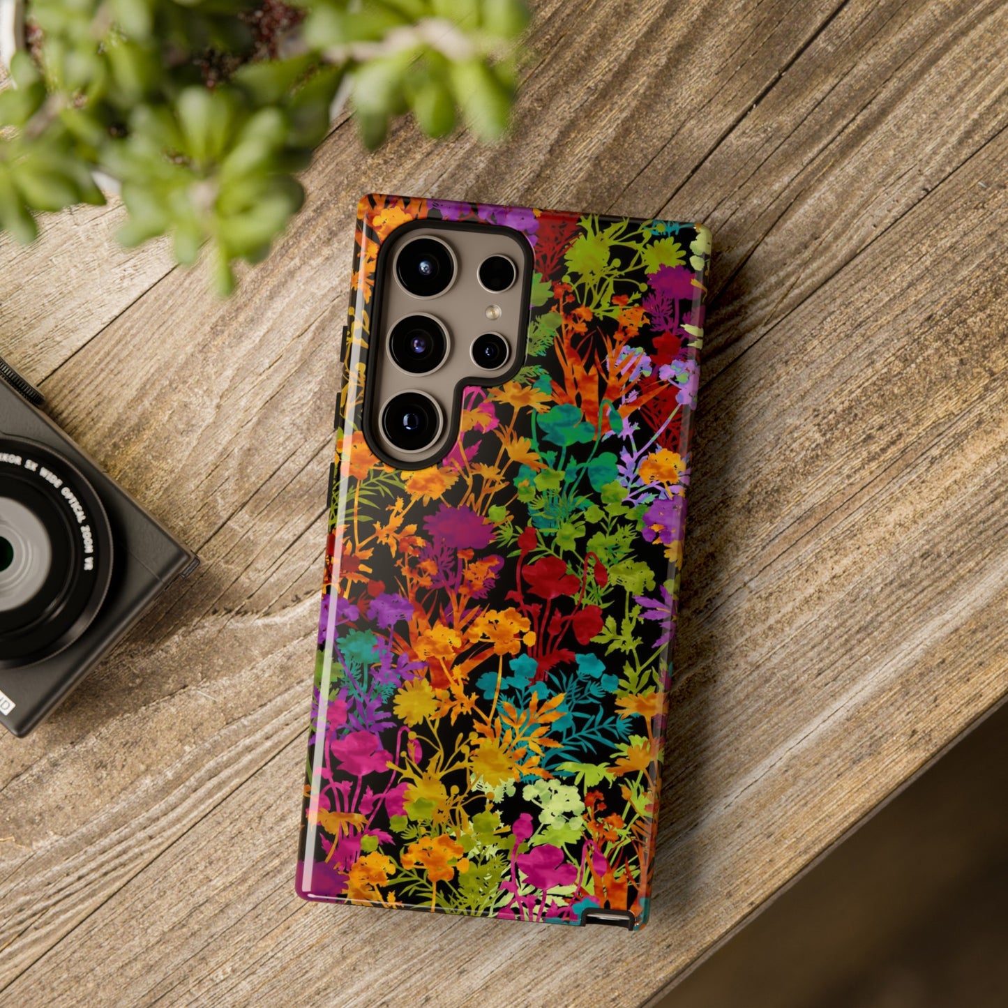 Samsung Galaxy Series Tough Case-Phone Case: Dreamscapes [Multi-Colored Flowers-Dark]