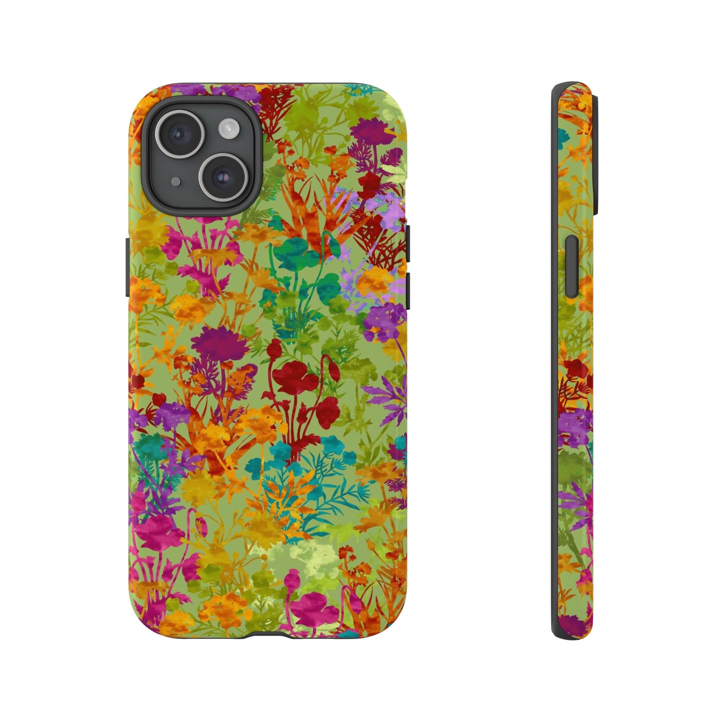Apple I-Phone 15 (Series) Tough Case-Phone Case:  Dreamscapes [Light Green Field of Flowers]