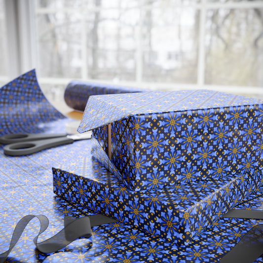 Wrapping Paper:  Celestial [Blue/Gold Sunbursts]