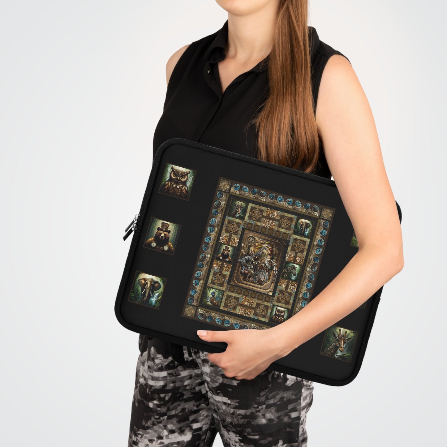 Laptop Sleeve (Sizes: 13", 15", 17"):  Steampunk Menagerie [Animals-Plus]