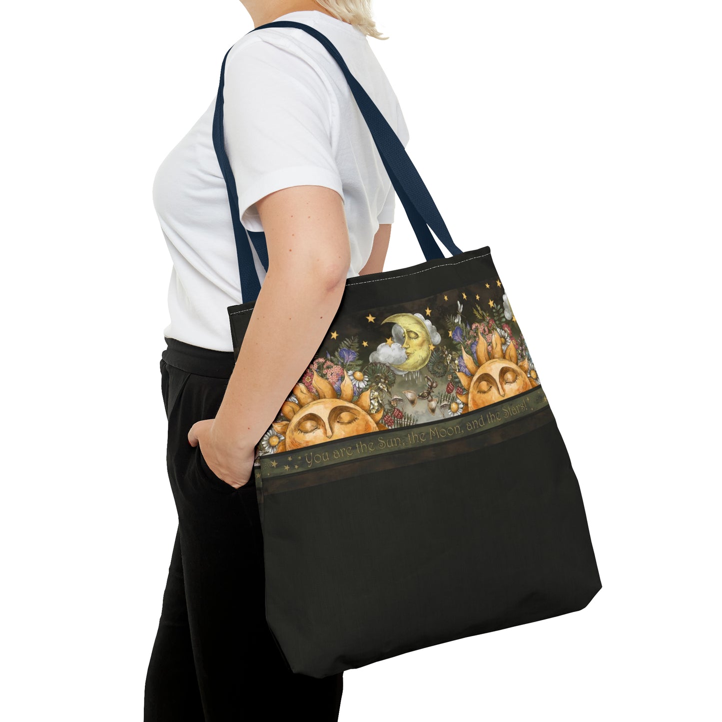 Tote Bag:  large-18x18;  "The Sun, The Moon, and the Stars" [Border]