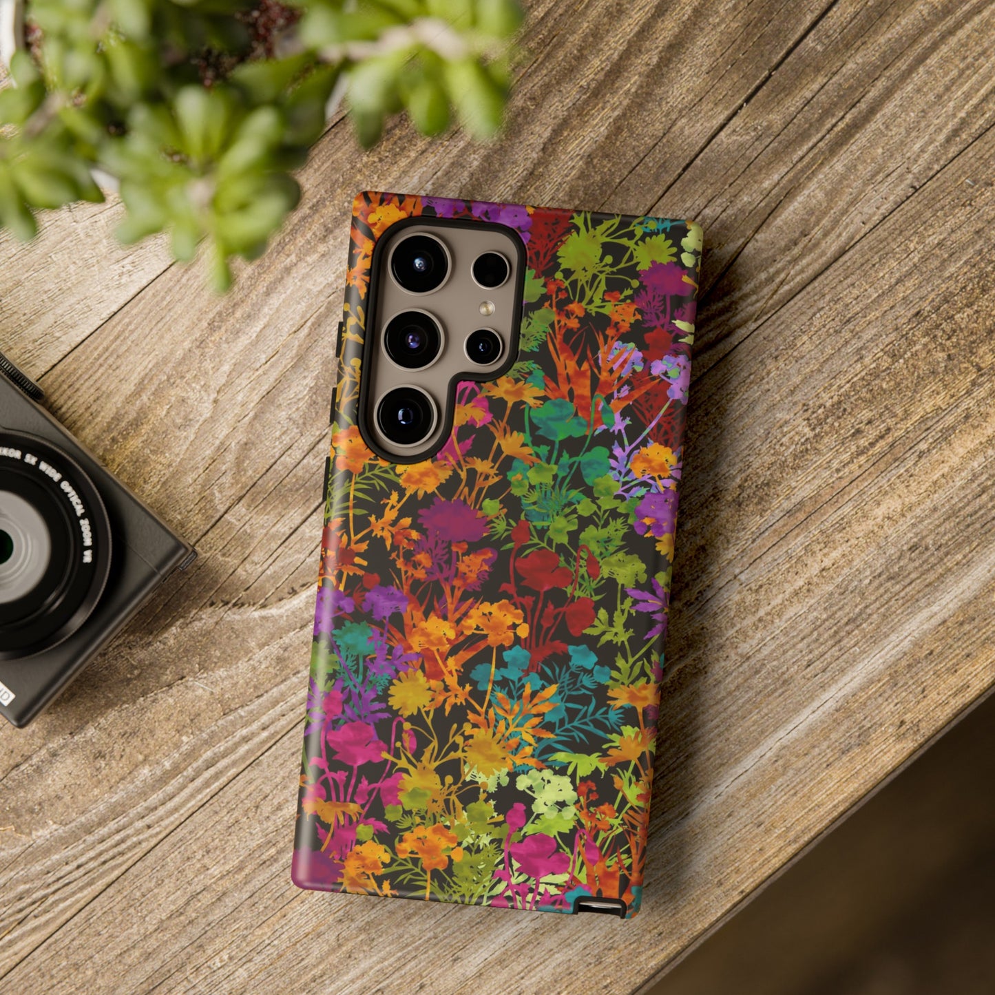 Samsung Galaxy Series Tough Case-Phone Case: Dreamscapes [Multi-Colored Flowers-Dark]