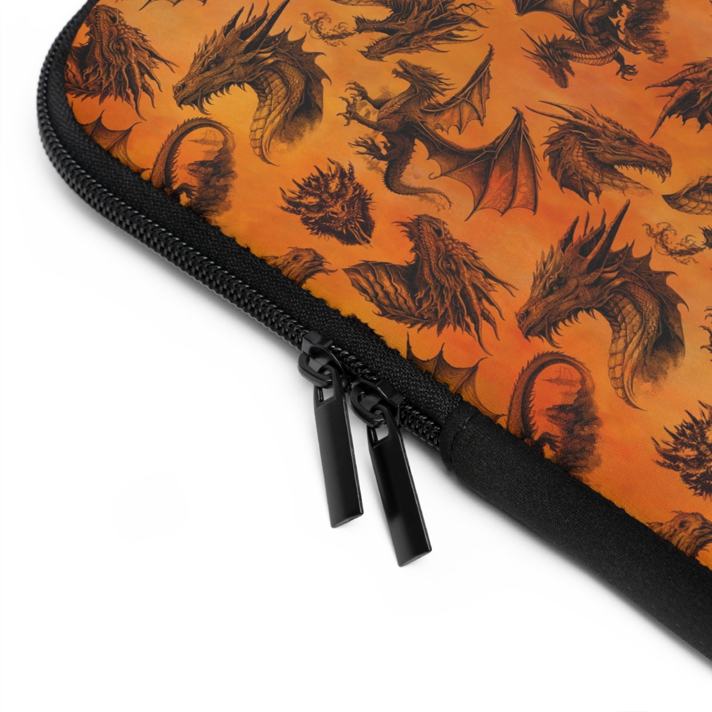 Laptop Sleeve  (Multiple Sizes): Emerald Dragons [Dragon Etching-Orange]