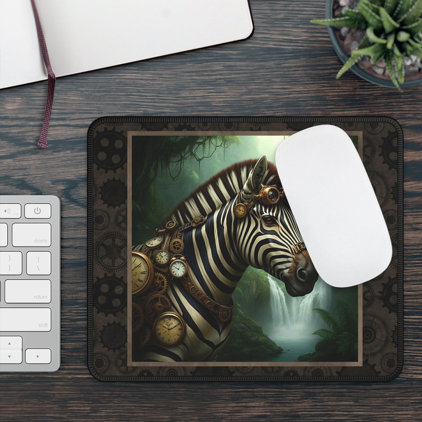 Mouse Pad-Gaming;  9x7:  Steampunk Menagerie [Zebra]