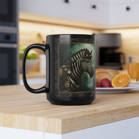Black Mug-15oz:  "Steampunk Zebra" Panel