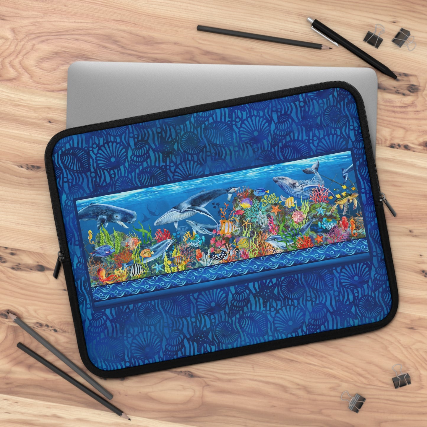 Laptop SleeveLaptop Sleeve:  [CALYPSO]:  Sea Life Panel-Shells Tonal