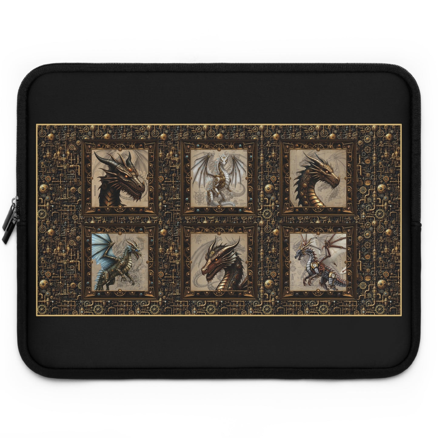 Laptop Sleeve (Sizes:  13", 15", 17"):  Steampunk Dragons [Head Profiles]