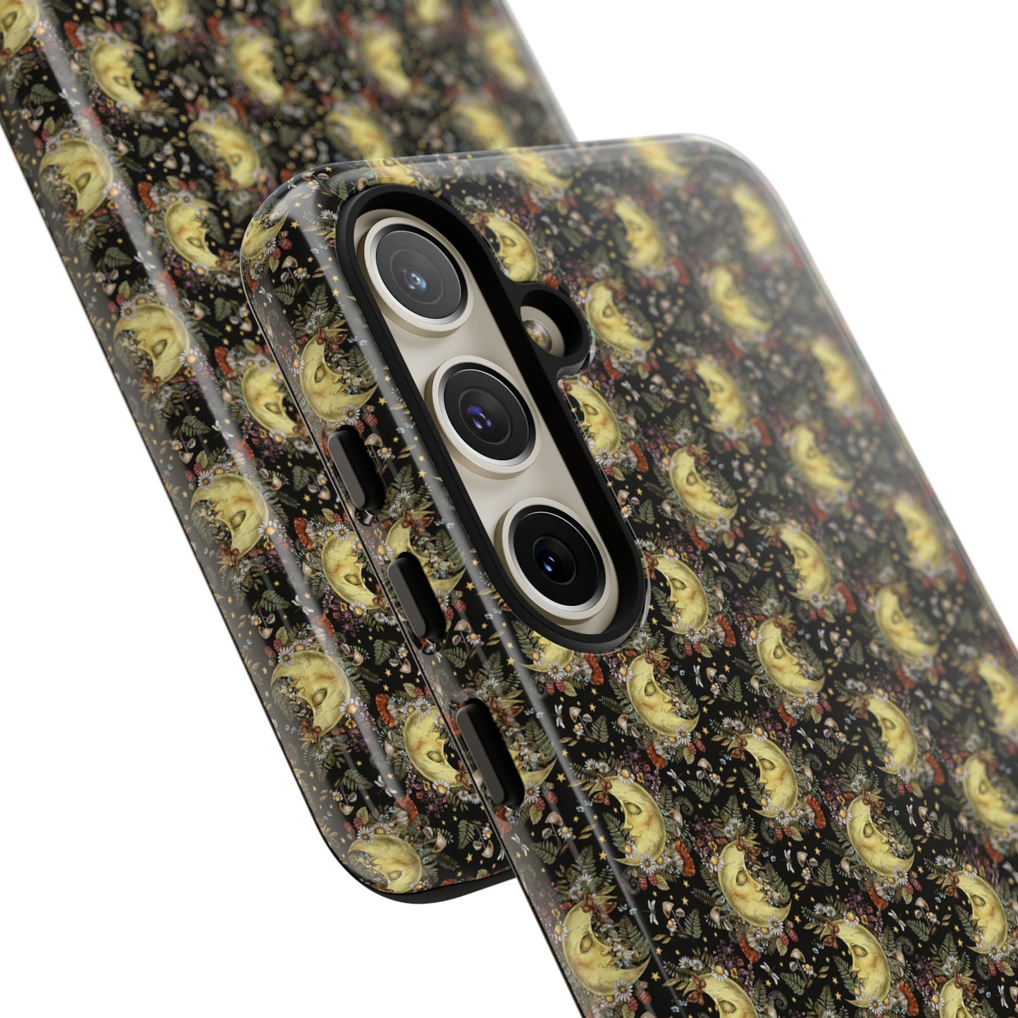 Samsung Galaxy Series Tough Case-Phone Case: The Sun, The Moon, And The Stars [Moon With Flowers]