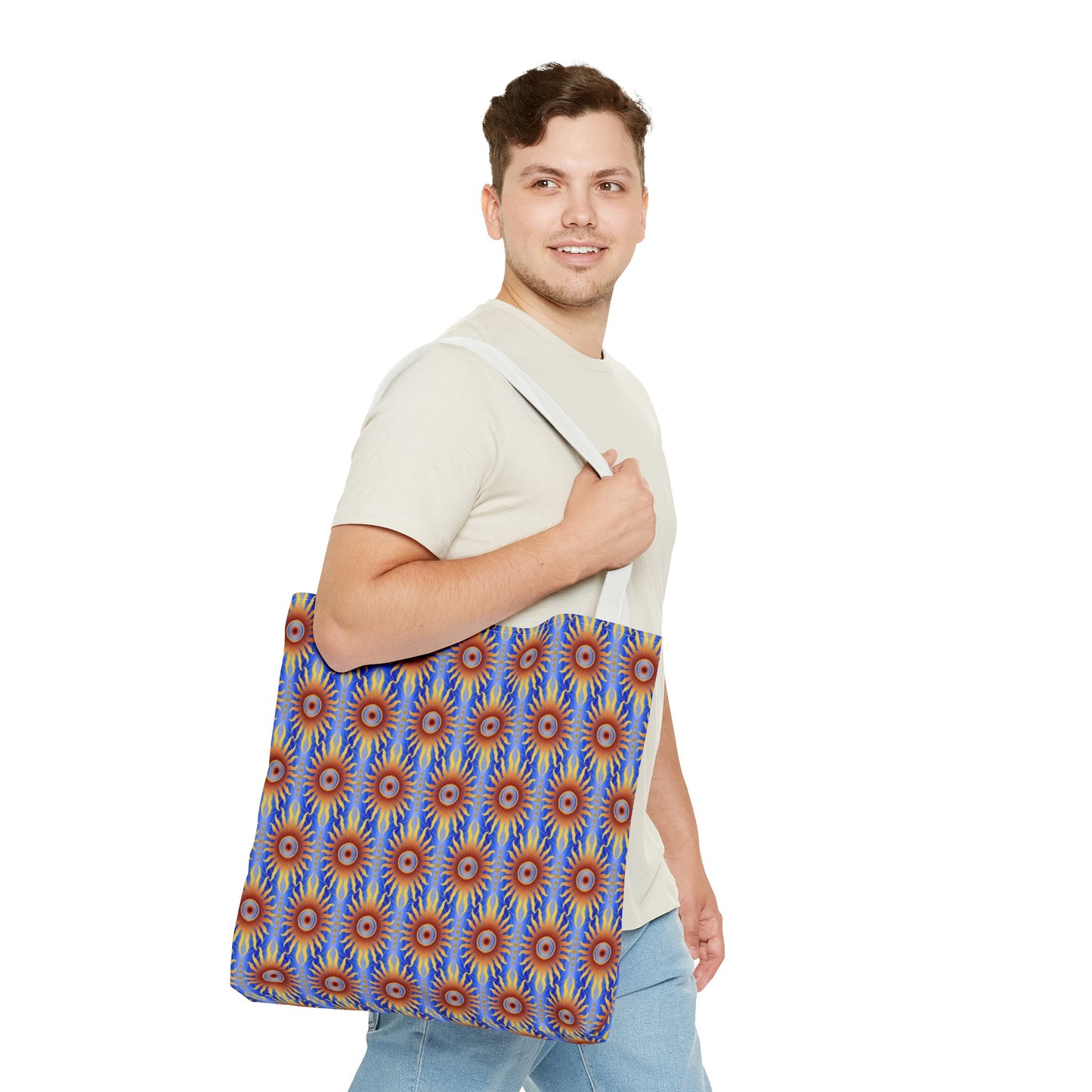 Tote Bag: Large:  ($24.23) - Celestial [Crimson/Blue-Sunbursts]