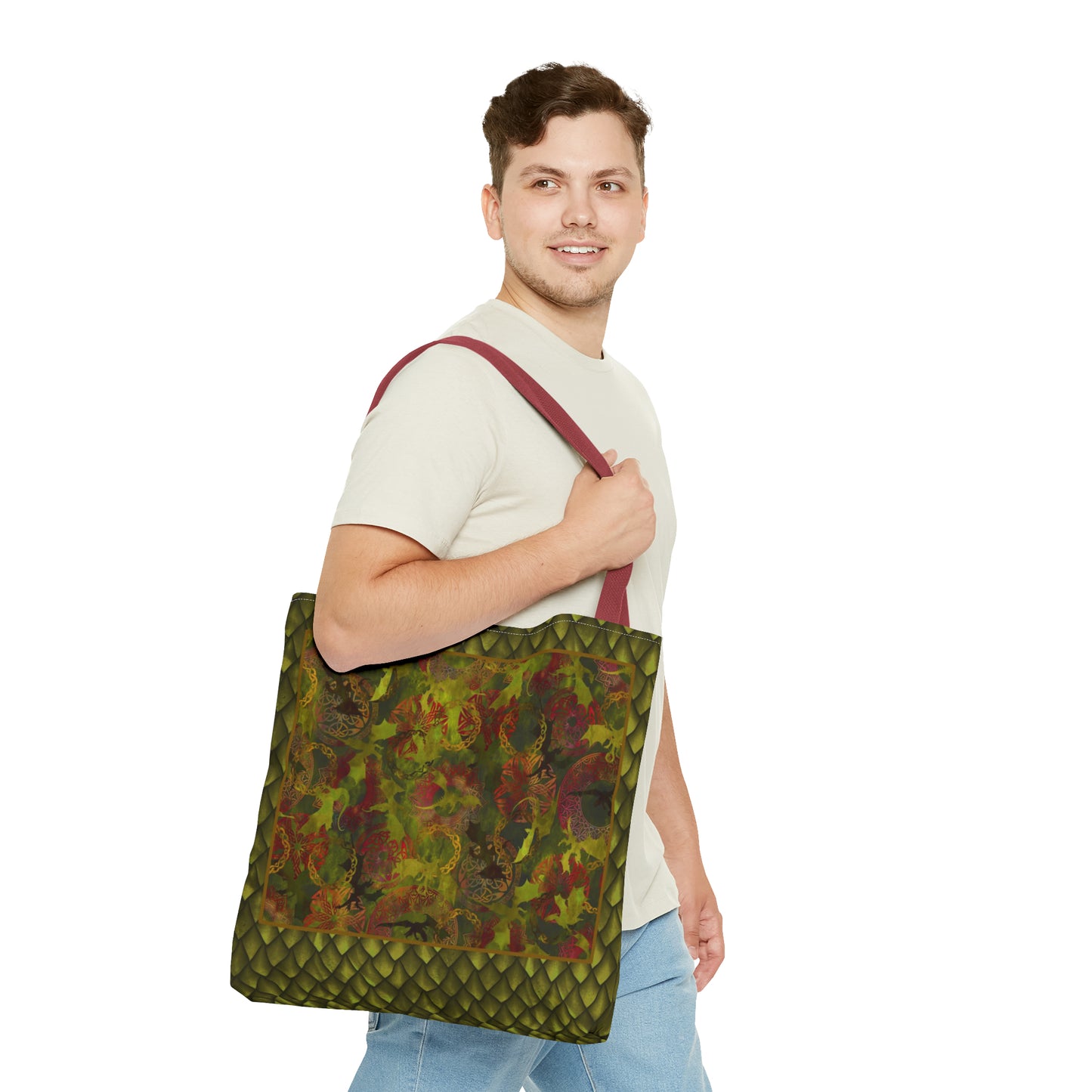 Tote Bag:  large-18x18;  "Dragons" [Green Panel]
