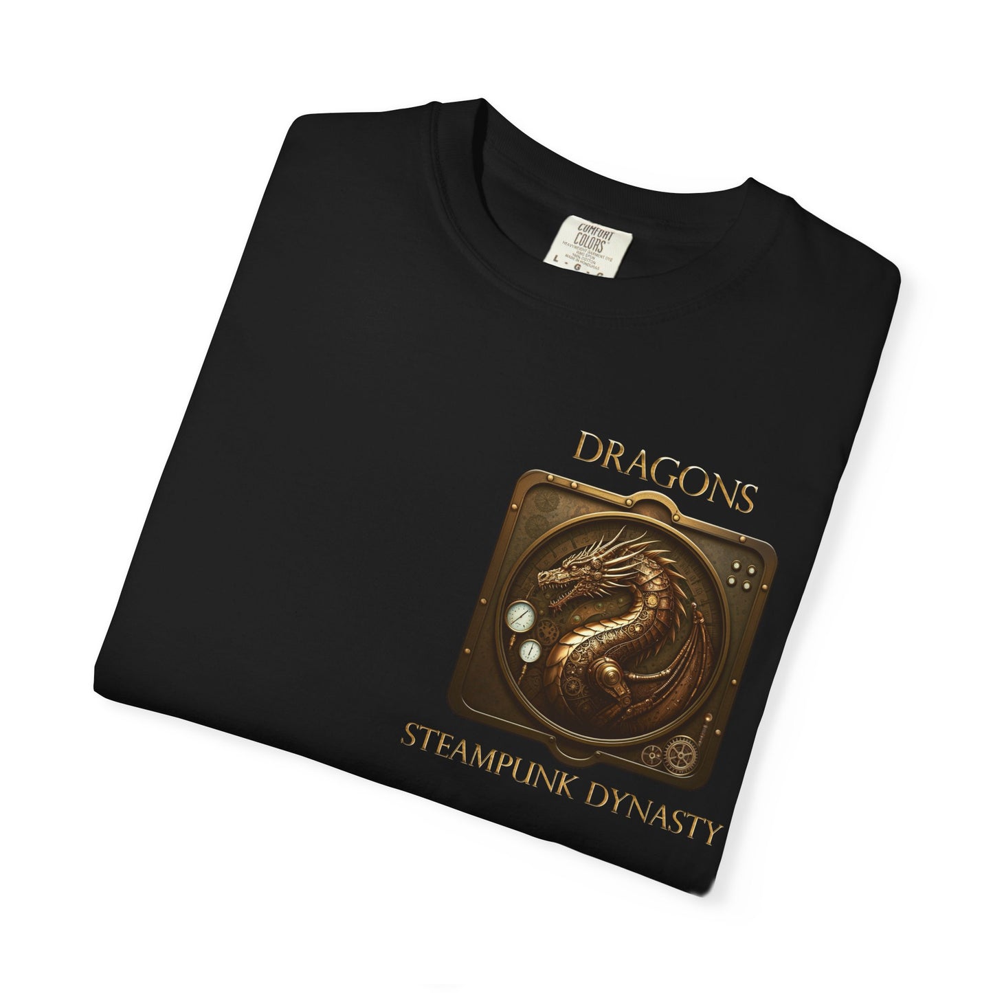 Unisex Heavy Cotton Tee:  "Steampunk Dragons" [Banner/Panel]