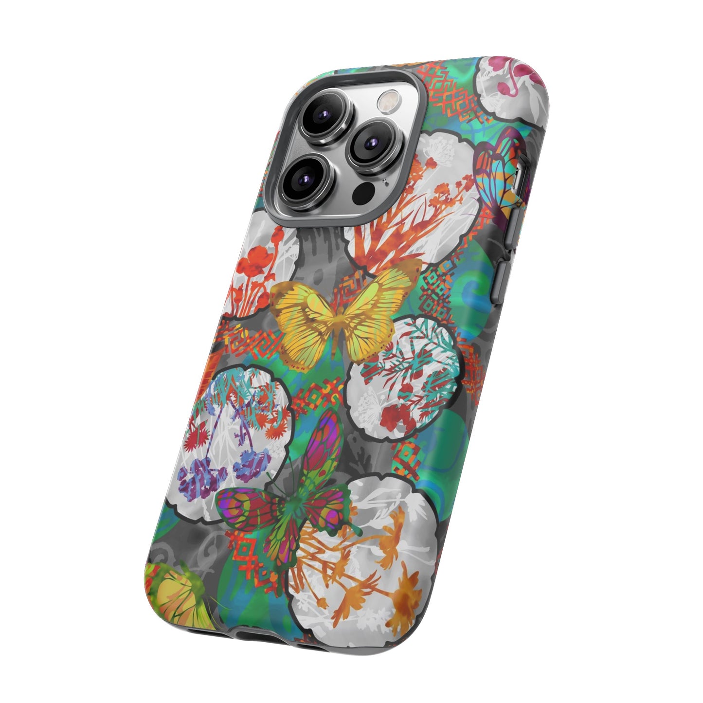 Apple I-Phone 14 (Series)-Tough Case-Phone Case:  Dreamscapes [Teal Butterflies]
