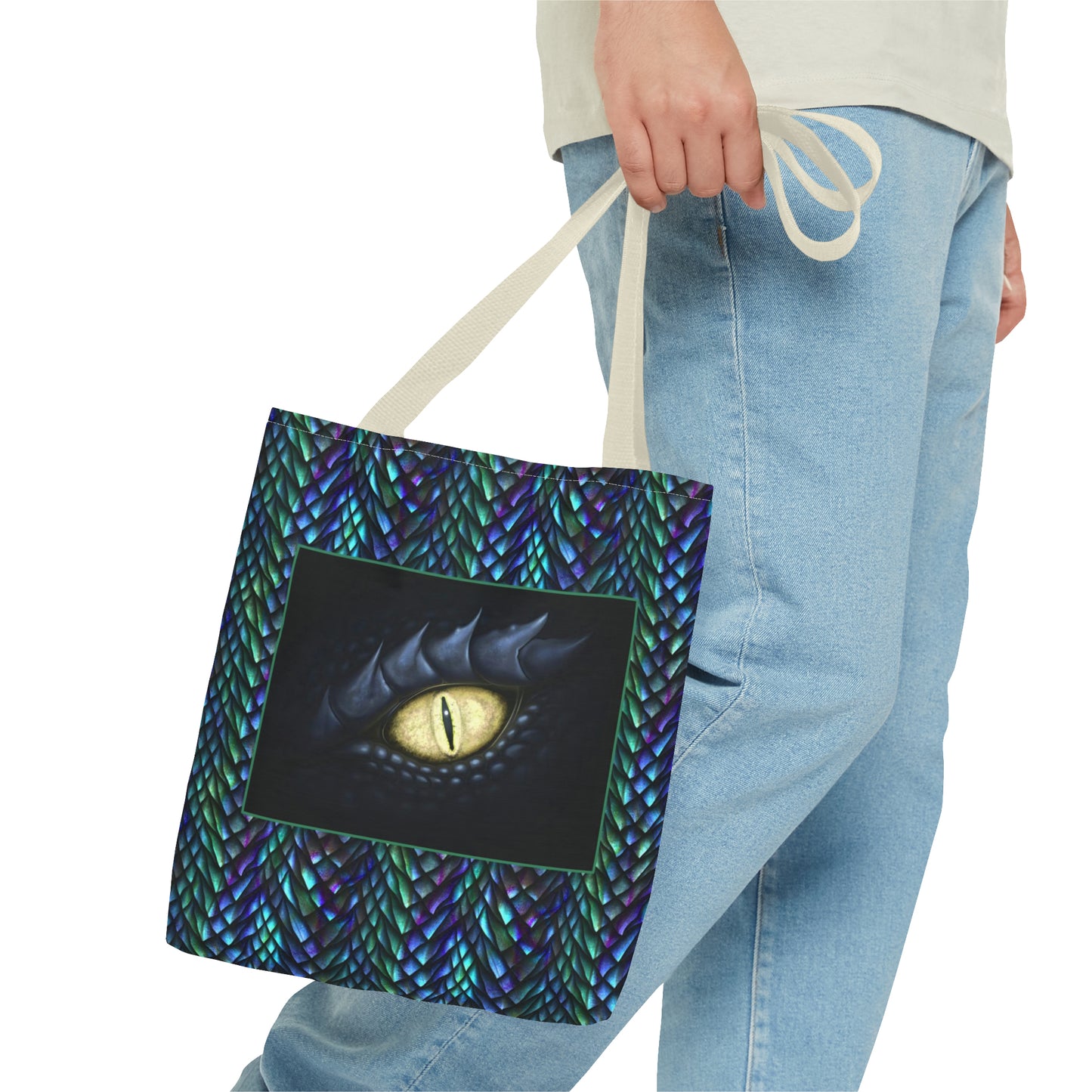 Tote Bag: large-18x18; "Dragons" [Sheen Scales 1-Black Eye W/White]