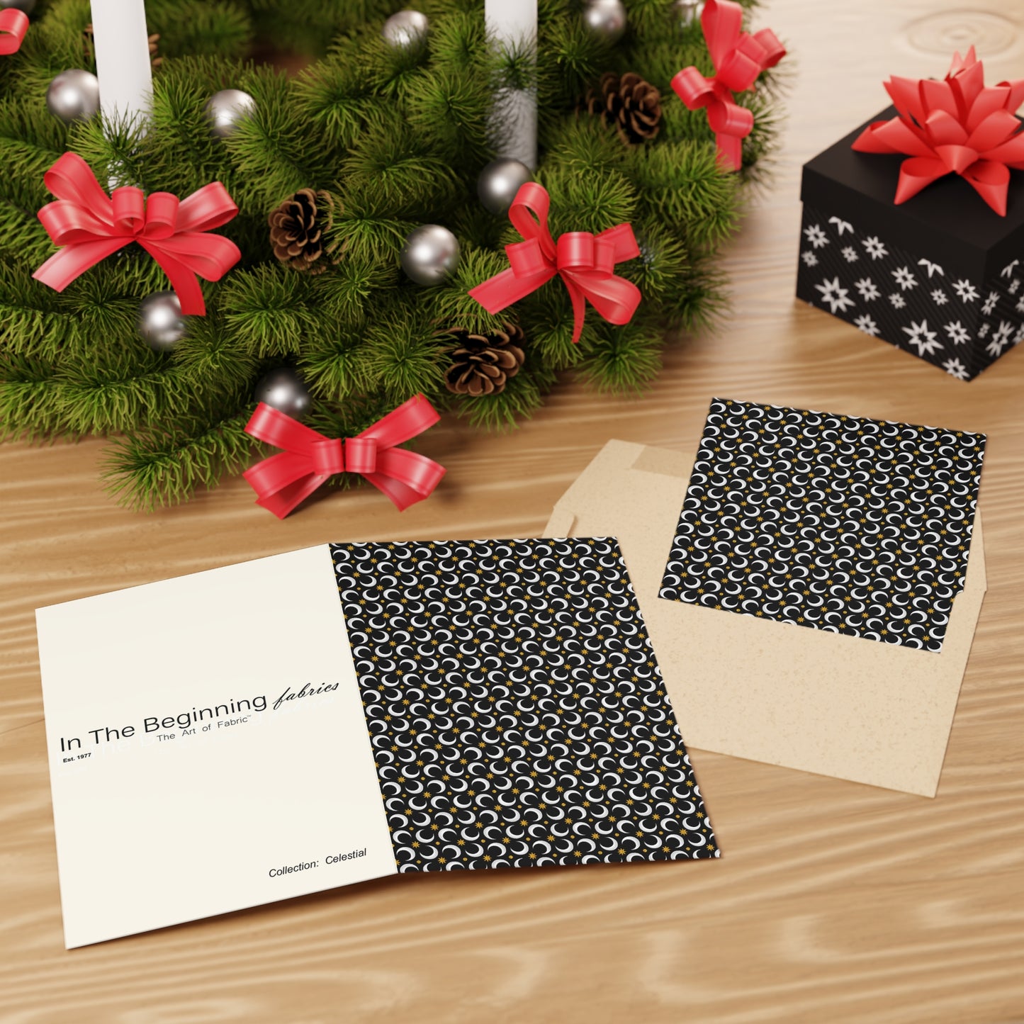 NOTE CARDS: CELESTIAL [Moons and Stars - Black/Gold]
