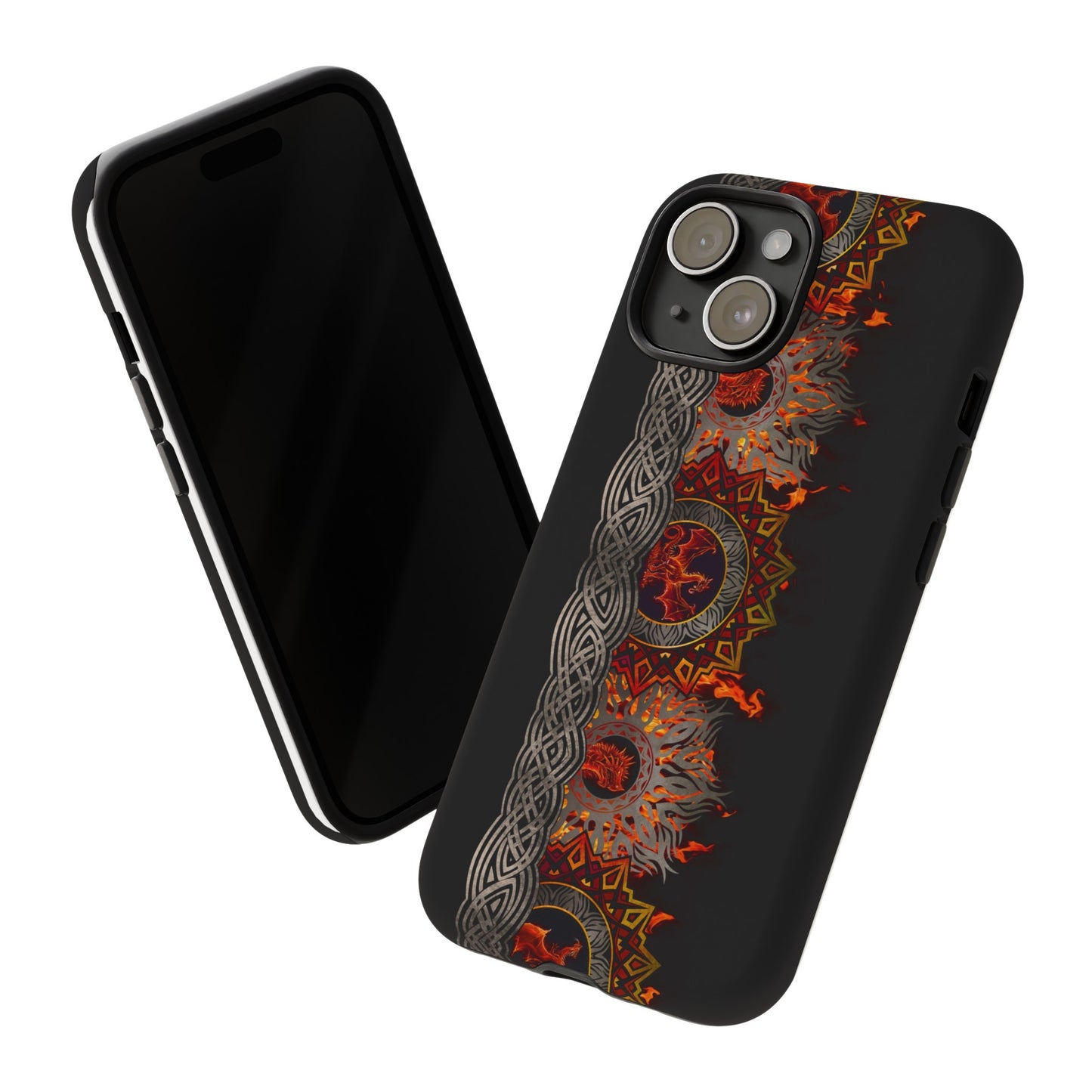 Apple I-Phone 15 (Series)-Tough Case-Phone Case:  Dragons [Red Fury Border]