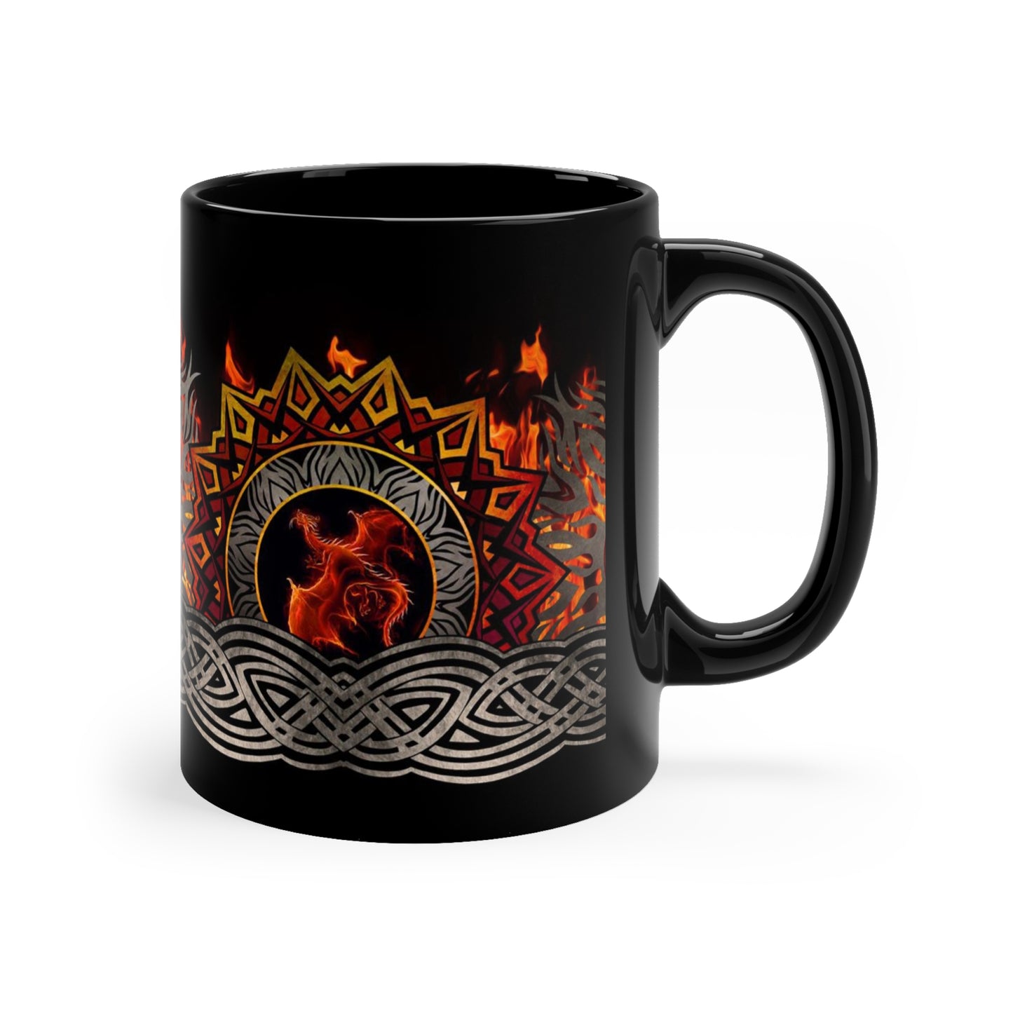 Ceramic Mug:  Black; Dragons "Dragons" [Red Fury]