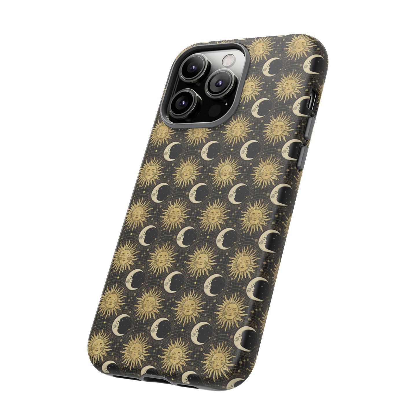 Apple I-Phone 14 (Series)-Tough Case-Phone Case: The Sun, The Moon, And The Stars [Gold Suns, Smiling Moons]