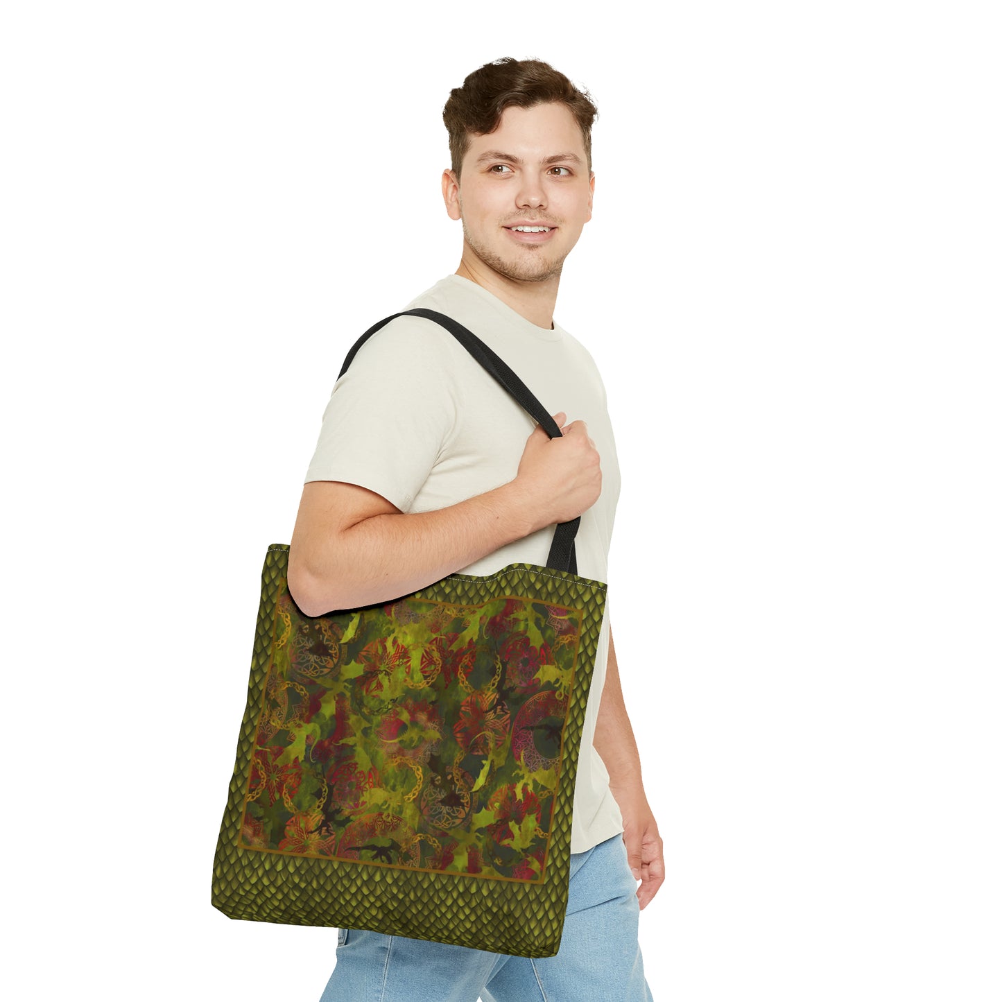 Tote Bag:  large-18x18;  "Dragons" [Green Scalesl]