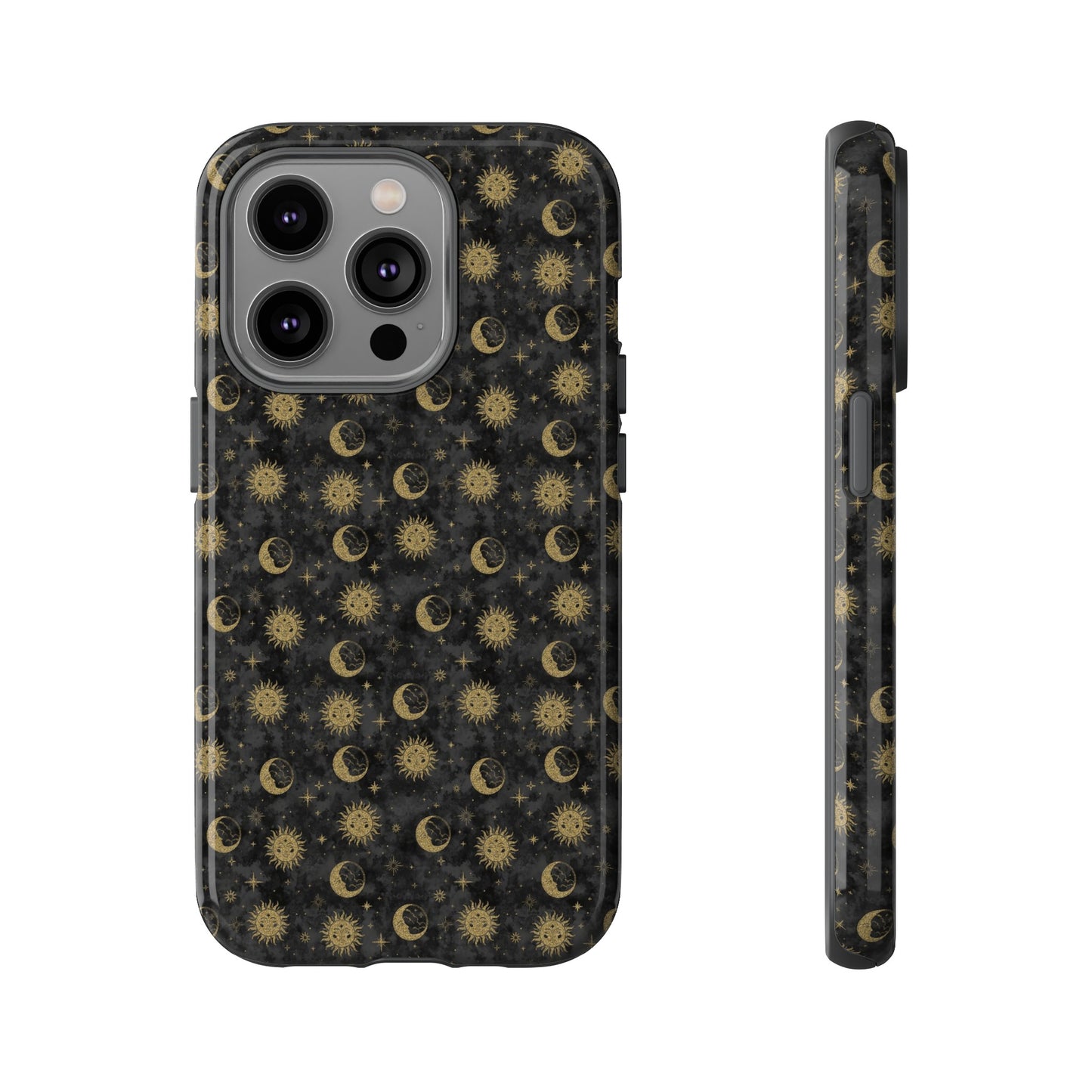 Apple I-Phone 14 (Series)-Tough Case-Phone Case: The Sun, The Moon, And The Stars [Gold Suns, Smiling Moons]
