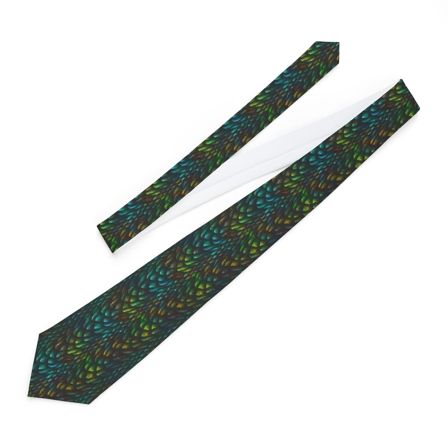 Men's Necktie:  "Emerald Dragon" Luminescent Scales