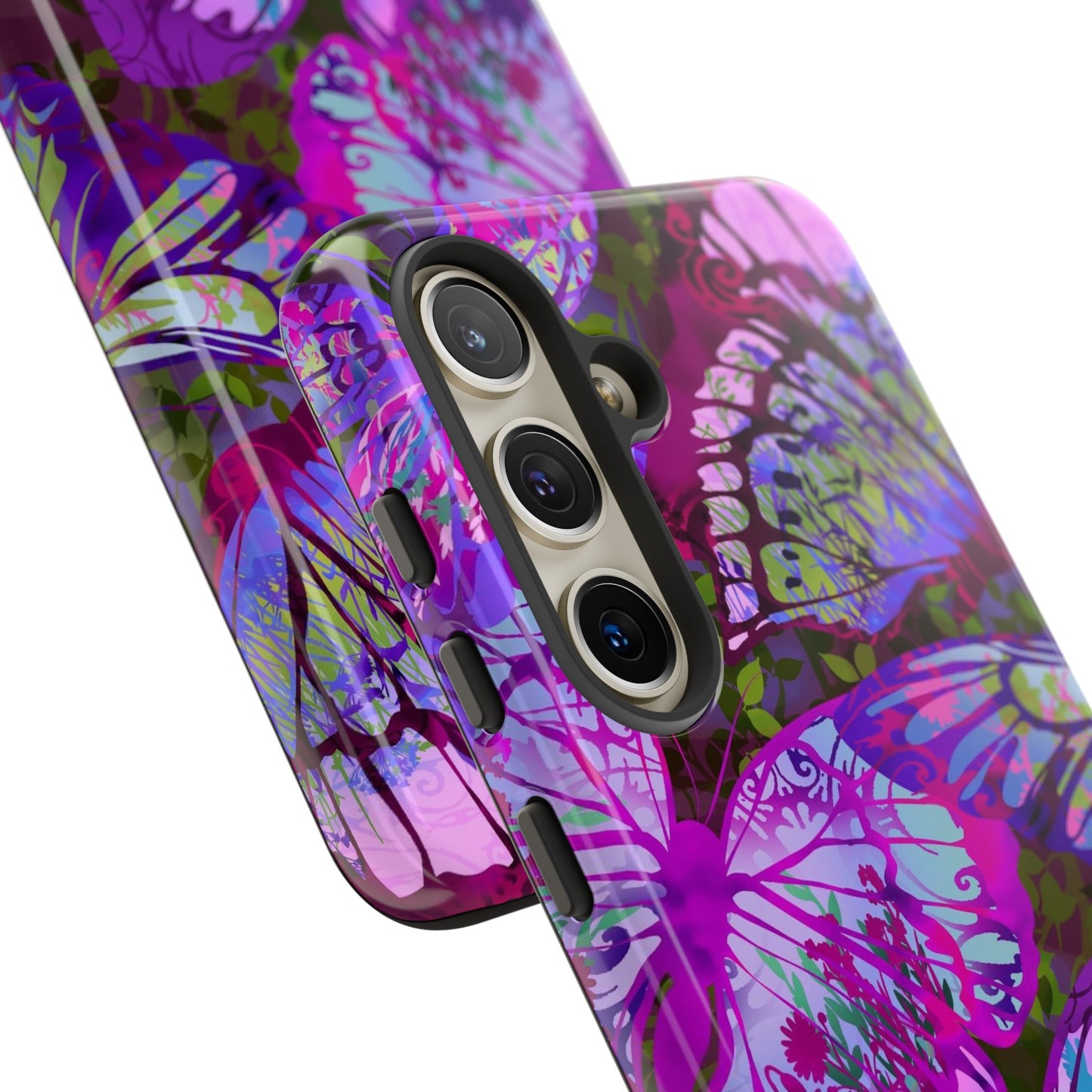 Samsung Galaxy Series Tough Case-Phone Case: Dragons [Dark Purple Butterflies]