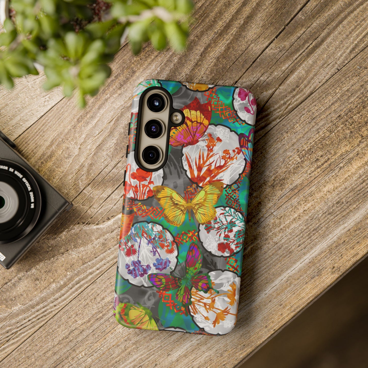 Samsung Galaxy Series Tough Case-Phone Case: Dreamscapes [Teal Green Butterflies]