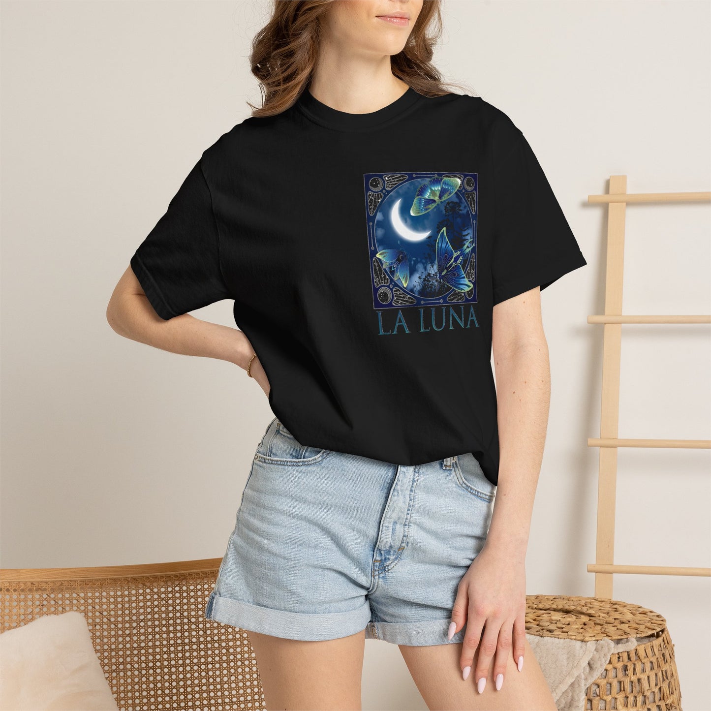 Unisex Heavy Cotton Tee:  "La Luna" [Banner/Panel]
