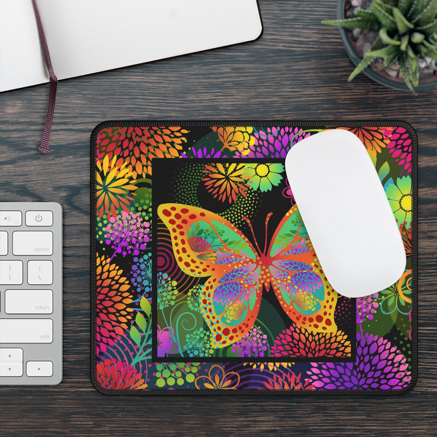 Mouse Pad-Gaming;  9x7 - "Unusual Garden" Buterfly 1