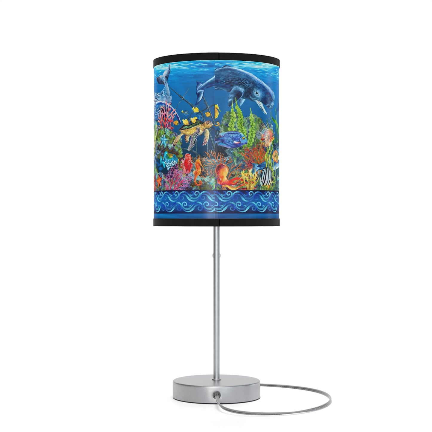 Table Lamp: Silver W/Black/Whitte/Grey Trim; The Sun, The Moon, and The Stars [Sun Panel]