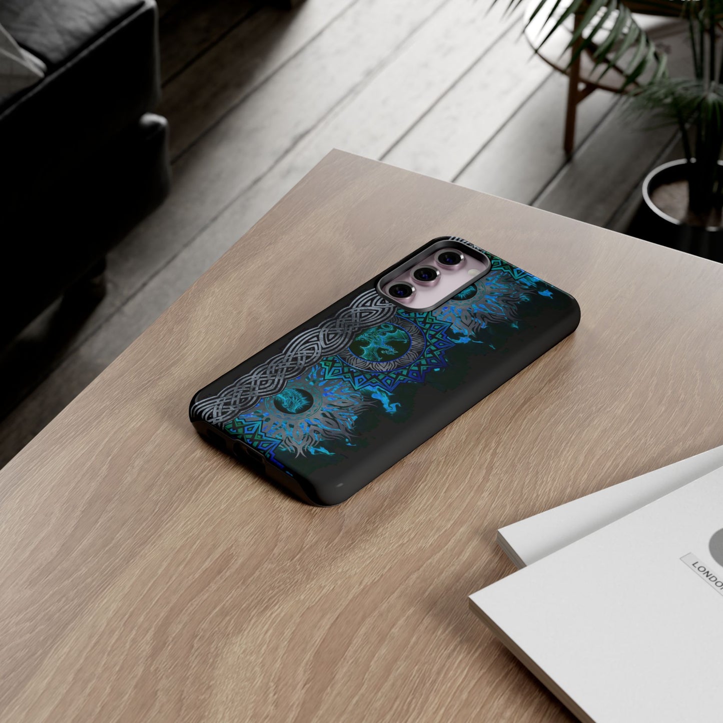Samsung Galaxy S23 - Tough Case-Phone Case: Dragons-Blue Fury Border