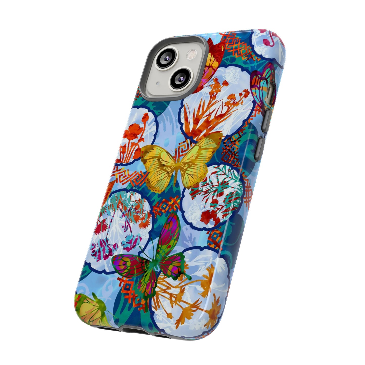 Apple I-Phone 14 (Series)-Tough Case-Phone Case: Dreamscapes [Light Blue Butterflies]