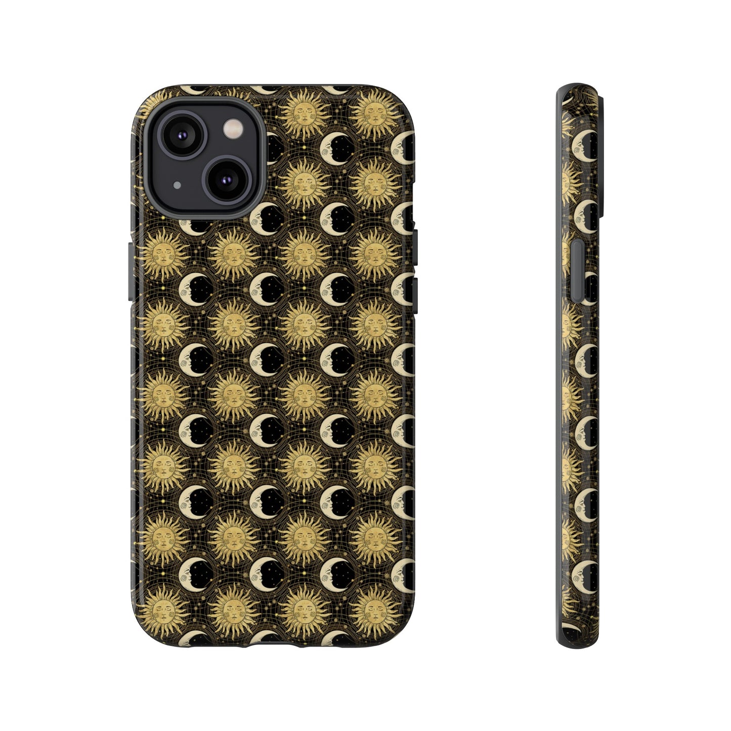 Apple I-Phone 14 (Series)-Tough Case-Phone Case: The Sun, The Moon, And The Stars [Gold Suns, Smiling Moons]