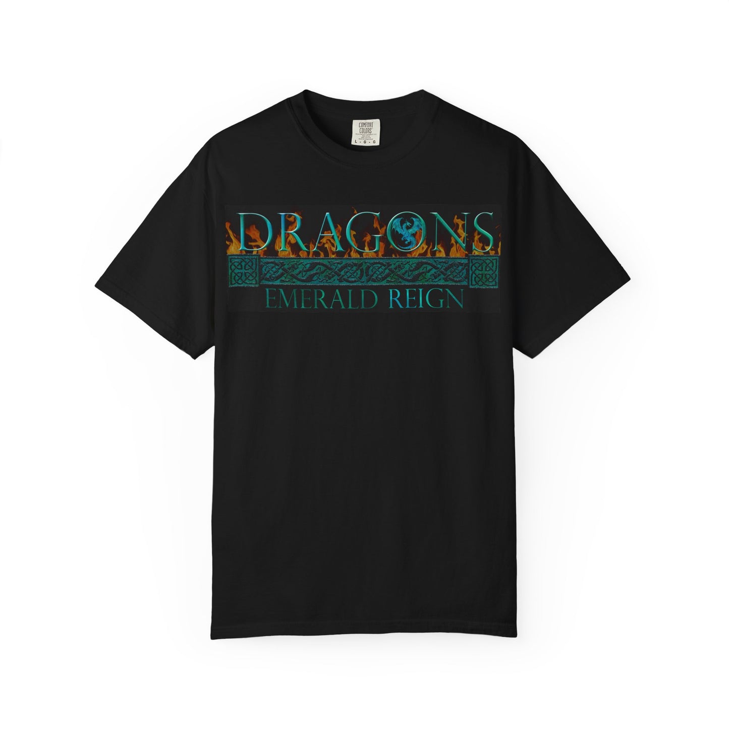Unisex Heavy Cotton Tee:  "Emerald Dragons" [Banner/Panel]