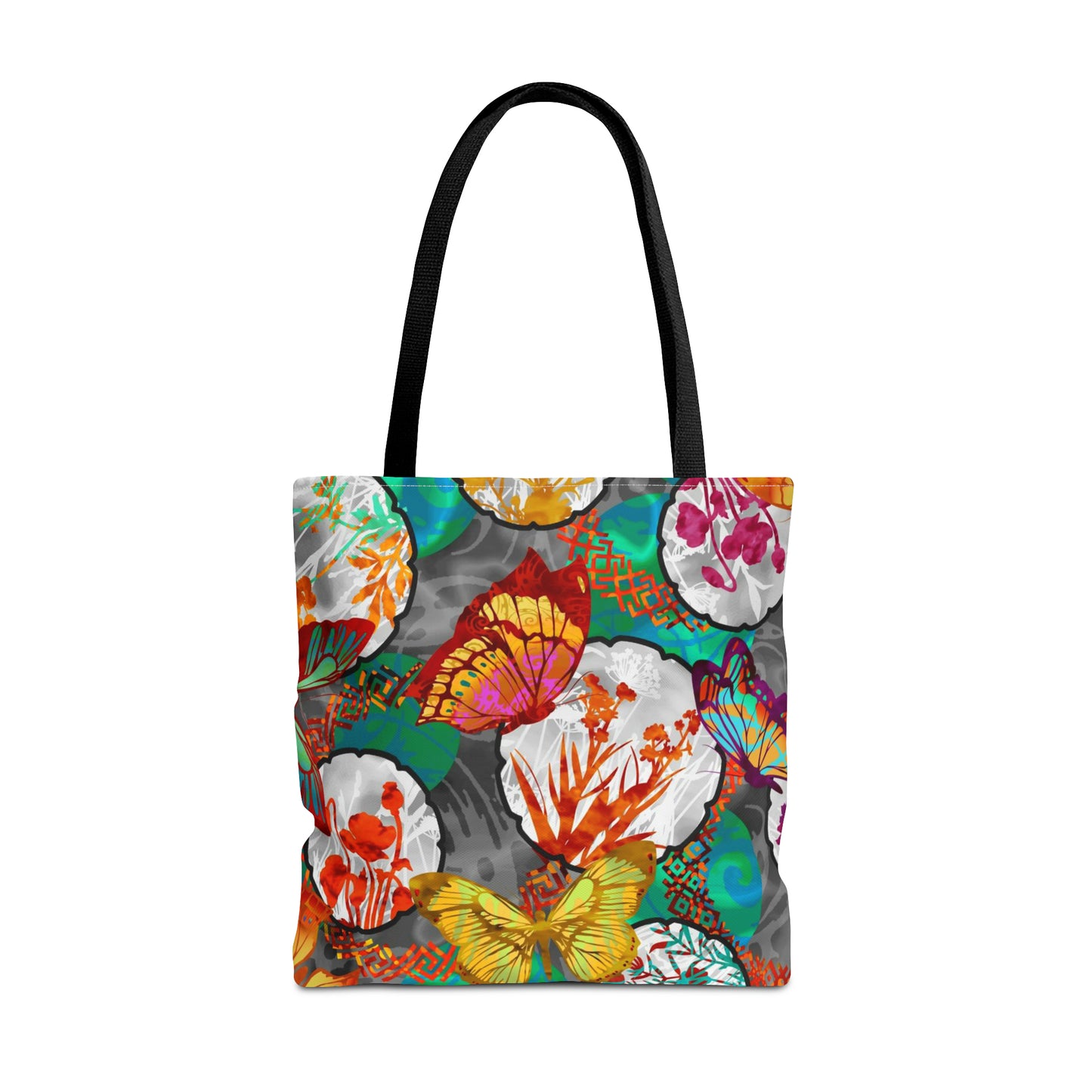 Tote Bag:  Large-18x18; Butterflies w/Lt Green Circles