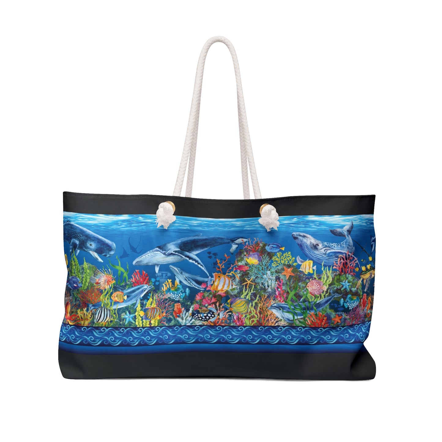 Weekender Tote Bag (Large):  Calypso [Sea Life-Border]