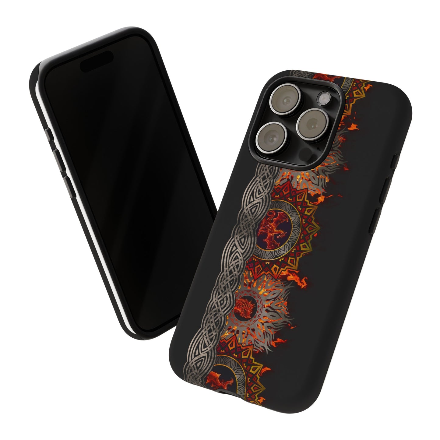Apple I-Phone 15 (Series)-Tough Case-Phone Case:  Dragons [Red Fury Border]