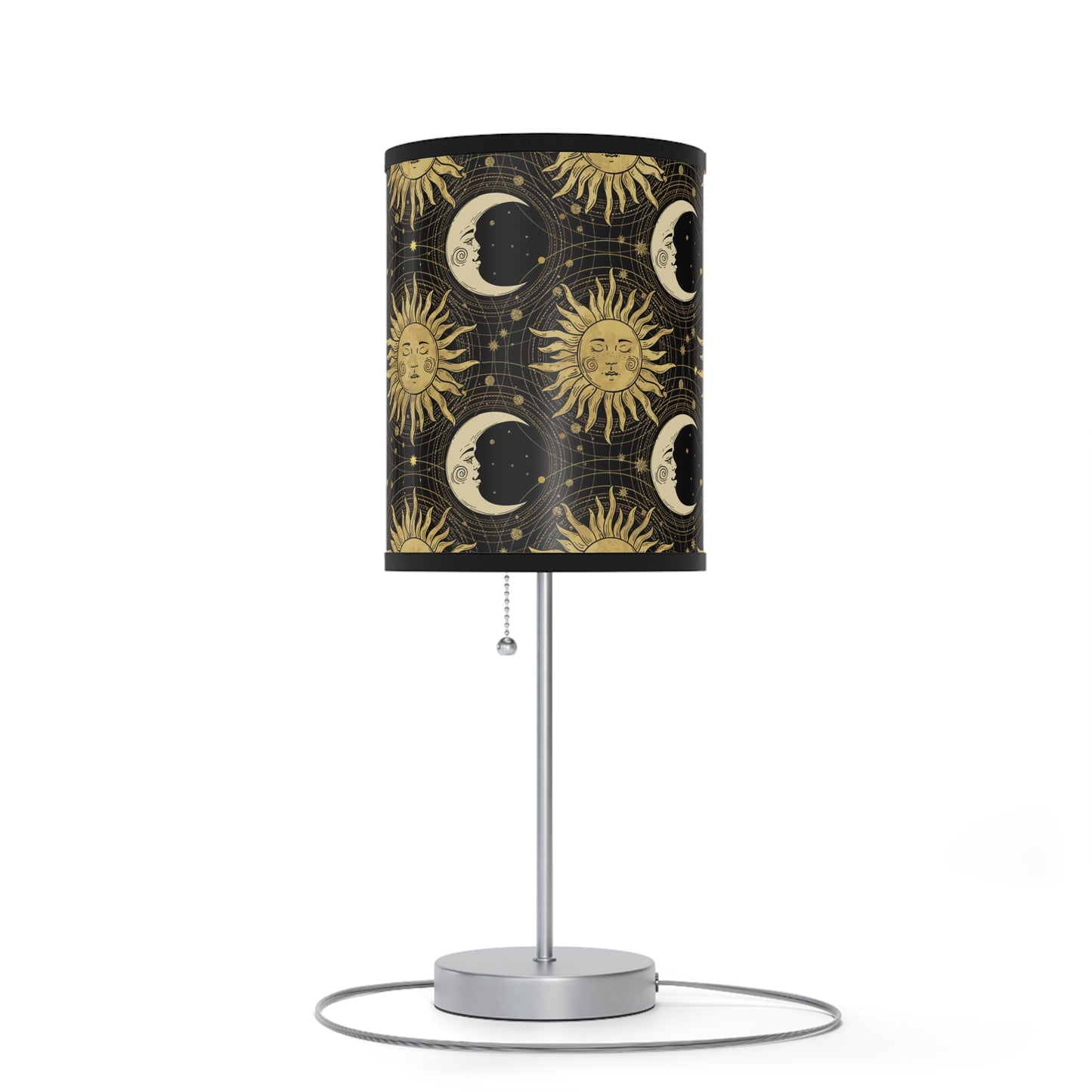 Table Lamp: Silver Base - The Sun, The Moon, and The Stars [Gold Sun and Moons]