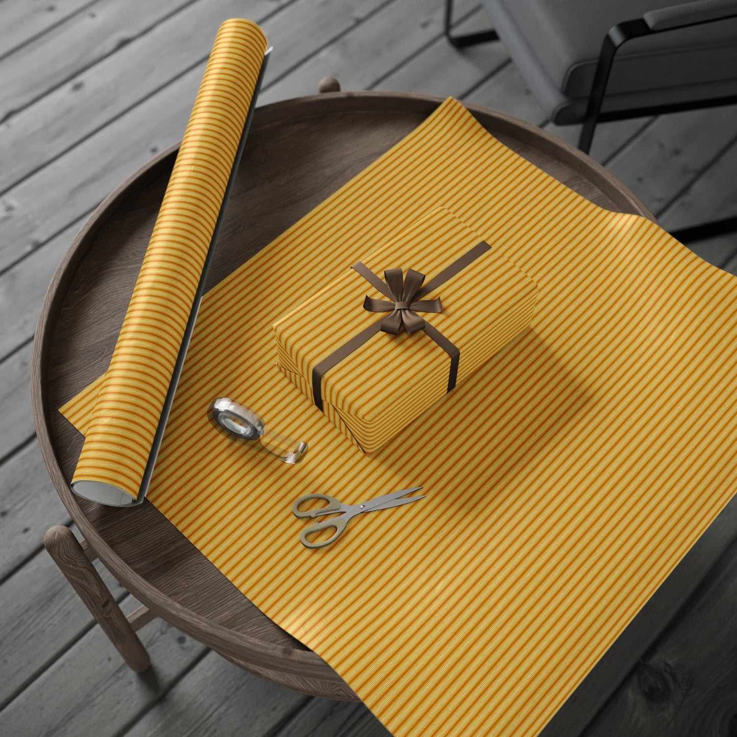 Wrapping Paper:  Celestial [Yellow-Gold Speck Stripes]