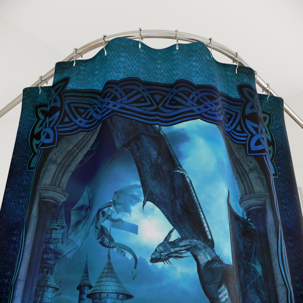 Shower Curtain (71" × 74"):   Dragson [Blue Fury]
