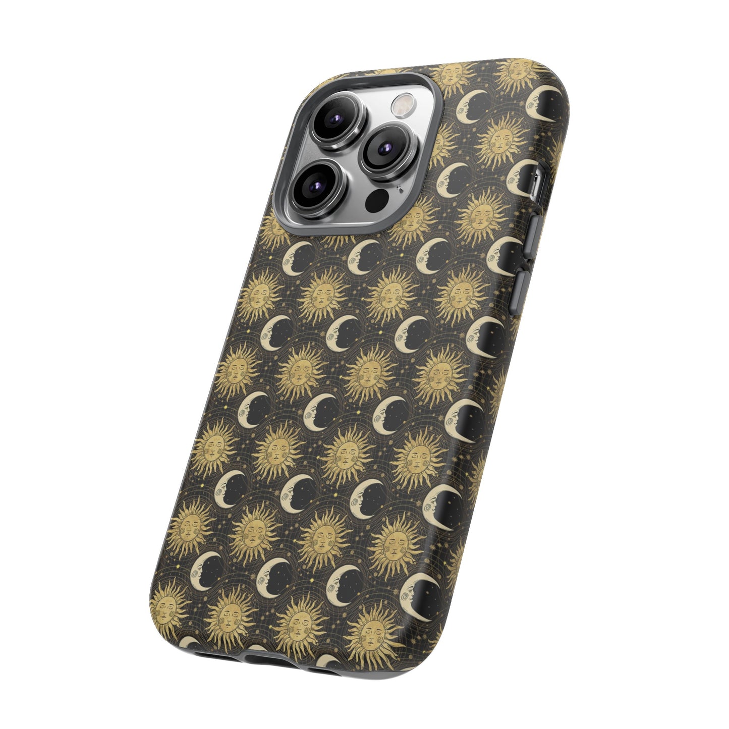 Apple I-Phone 14 (Series)-Tough Case-Phone Case: The Sun, The Moon, And The Stars [Gold Suns, Smiling Moons]