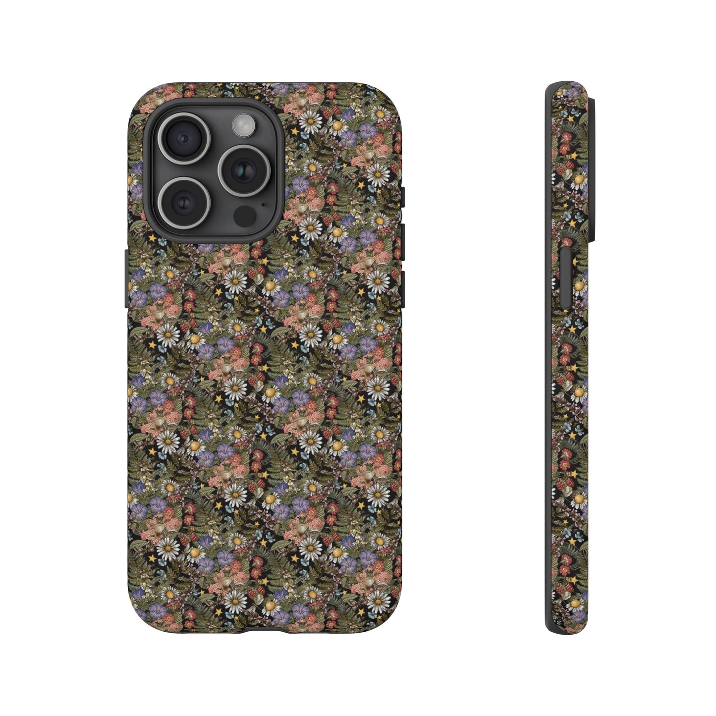Apple I-Phone 15 Tough Case-Phone Case:  The Sun, The Moon, The Stars [Flowers]