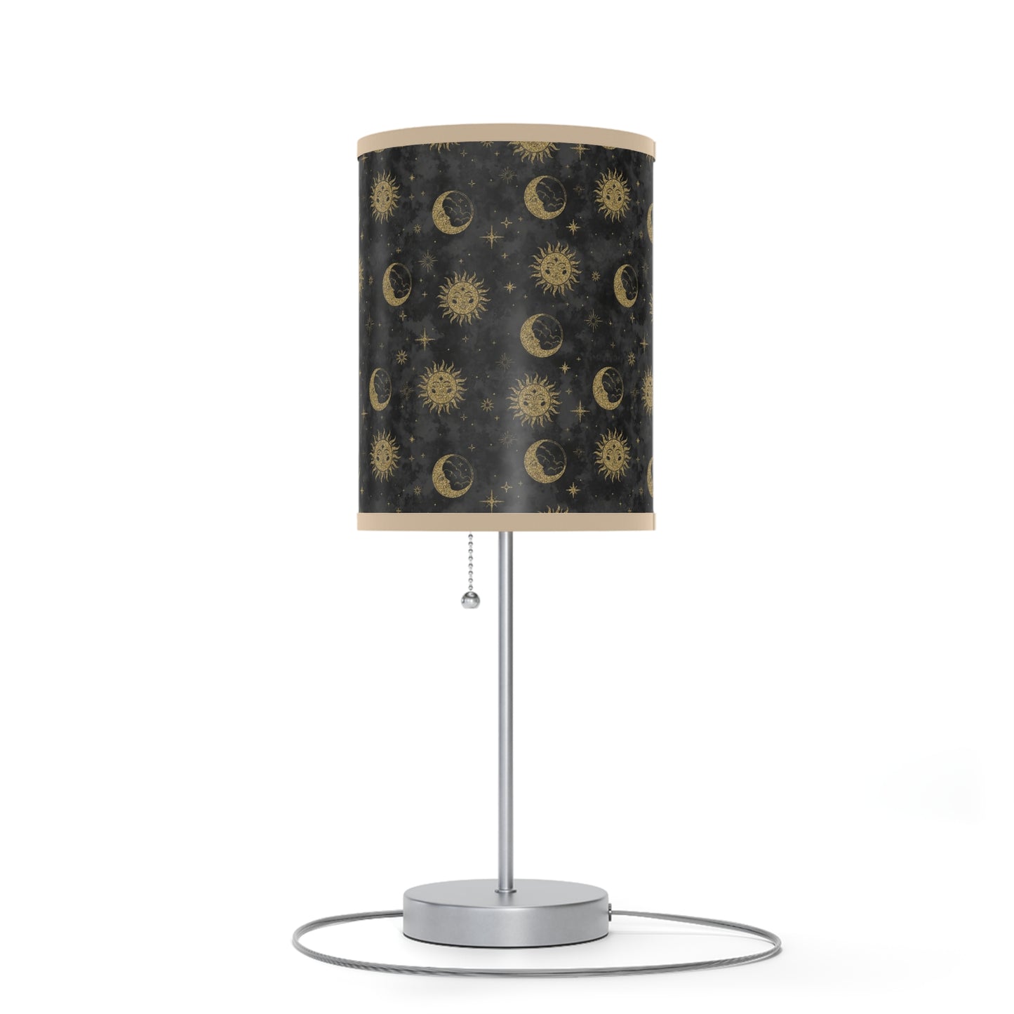 Table Lamp: Silver Base; The Sun, The Moon, and The Stars [Gold Suns and Moons]