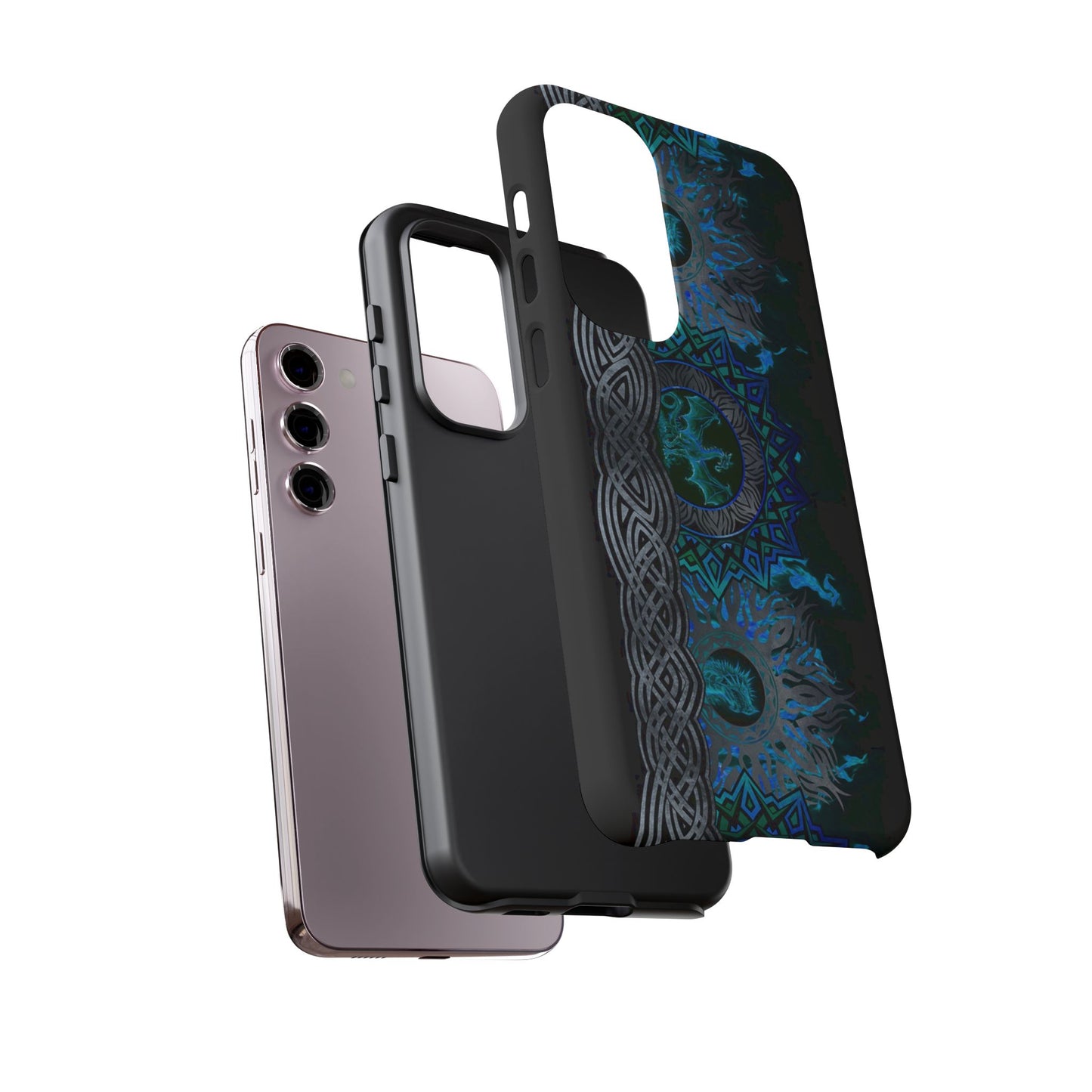 Samsung Galaxy S23 - Tough Case-Phone Case: Dragons-Blue Fury Border