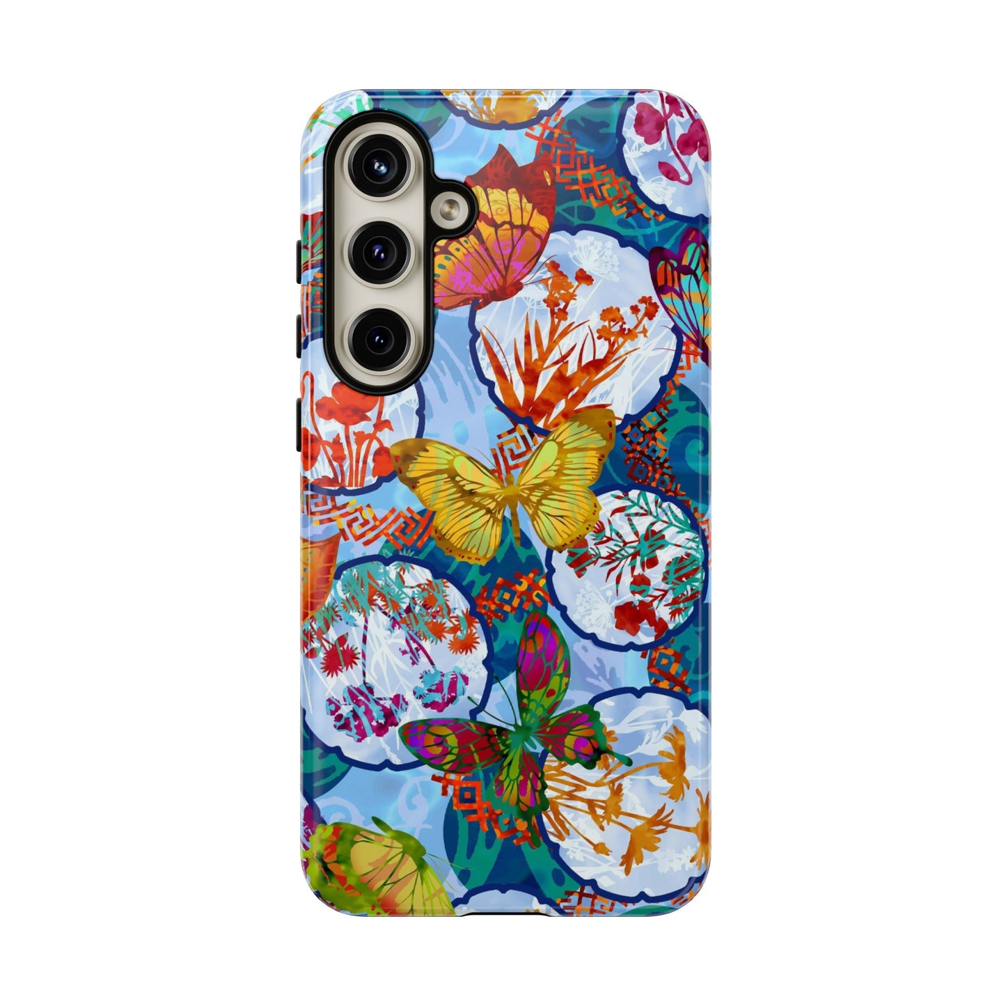 Samsung Galaxy Series Tough Case-Phone Case: Dragons [Light Blue Butterflies]