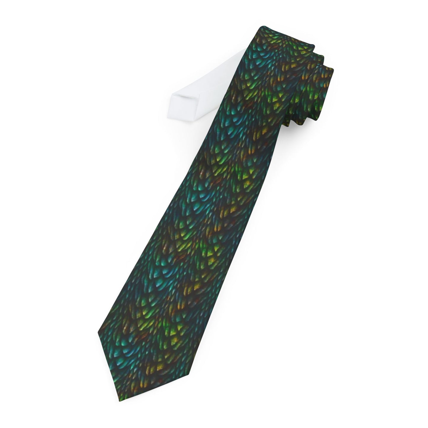 Men's Necktie:  "Emerald Dragon" Luminescent Scales