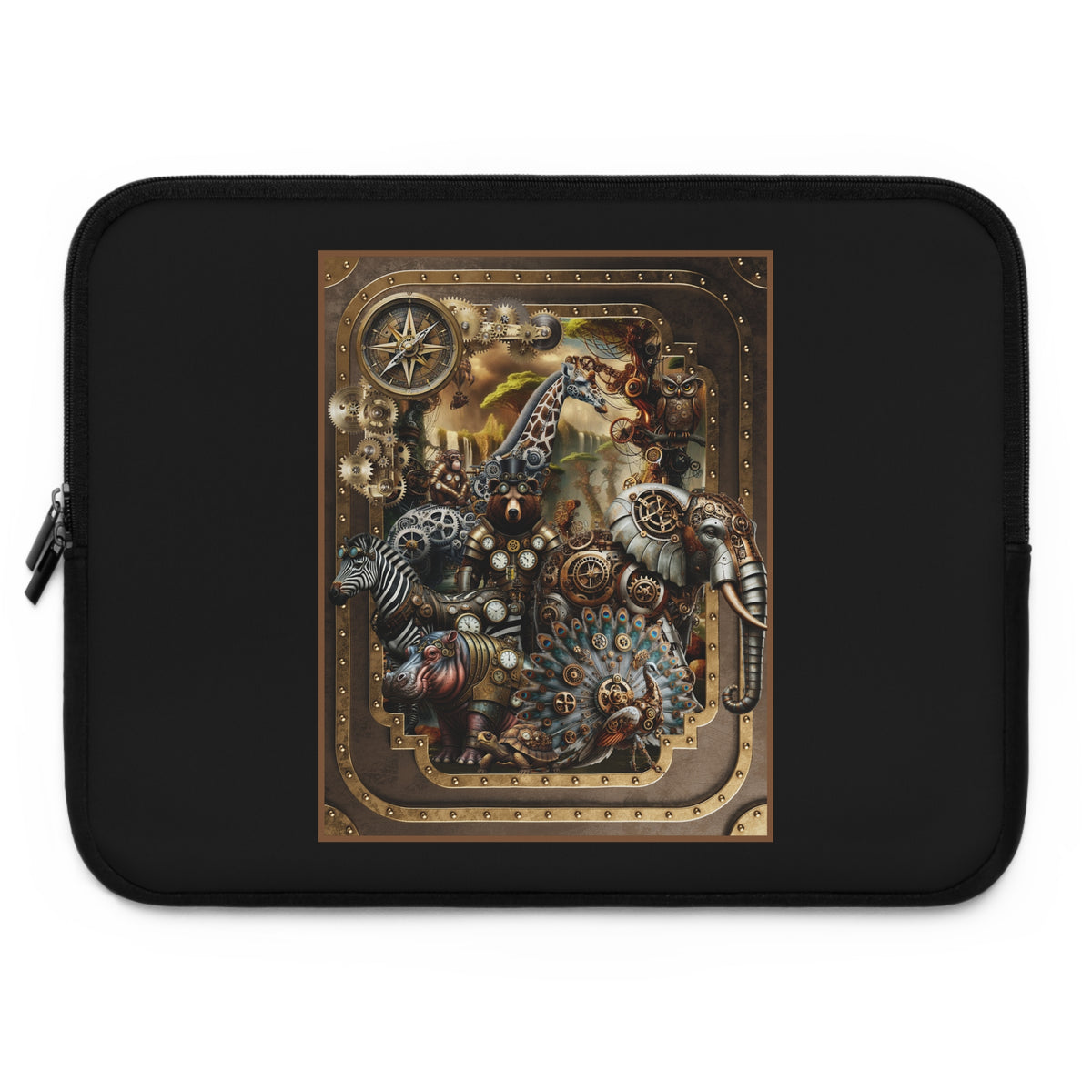 Laptop Sleeve (Sizes: &nbsp;13", 15", 17"):  Steampunk Menagerie [Animals-Panel]