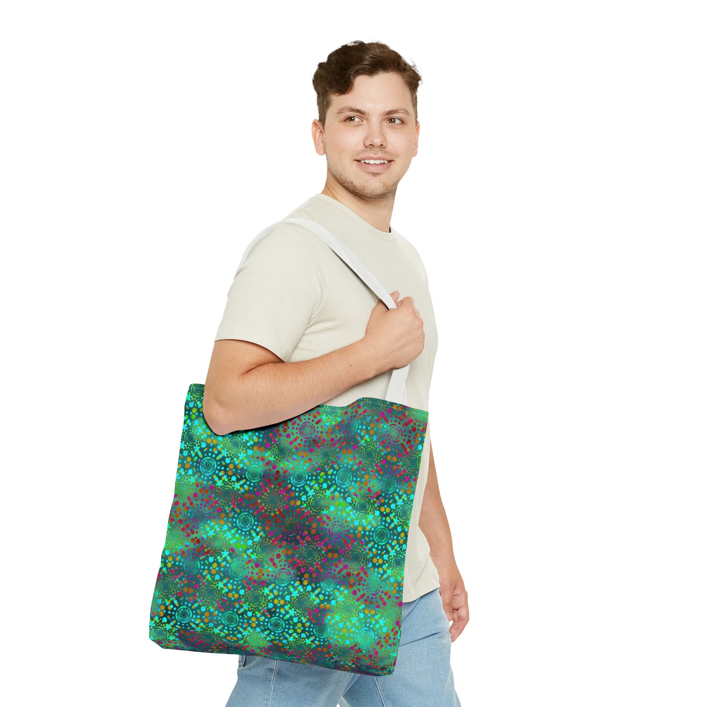 Tote Bag: Large-18x18: Dreamscapes [Teal Kaleidoscope]