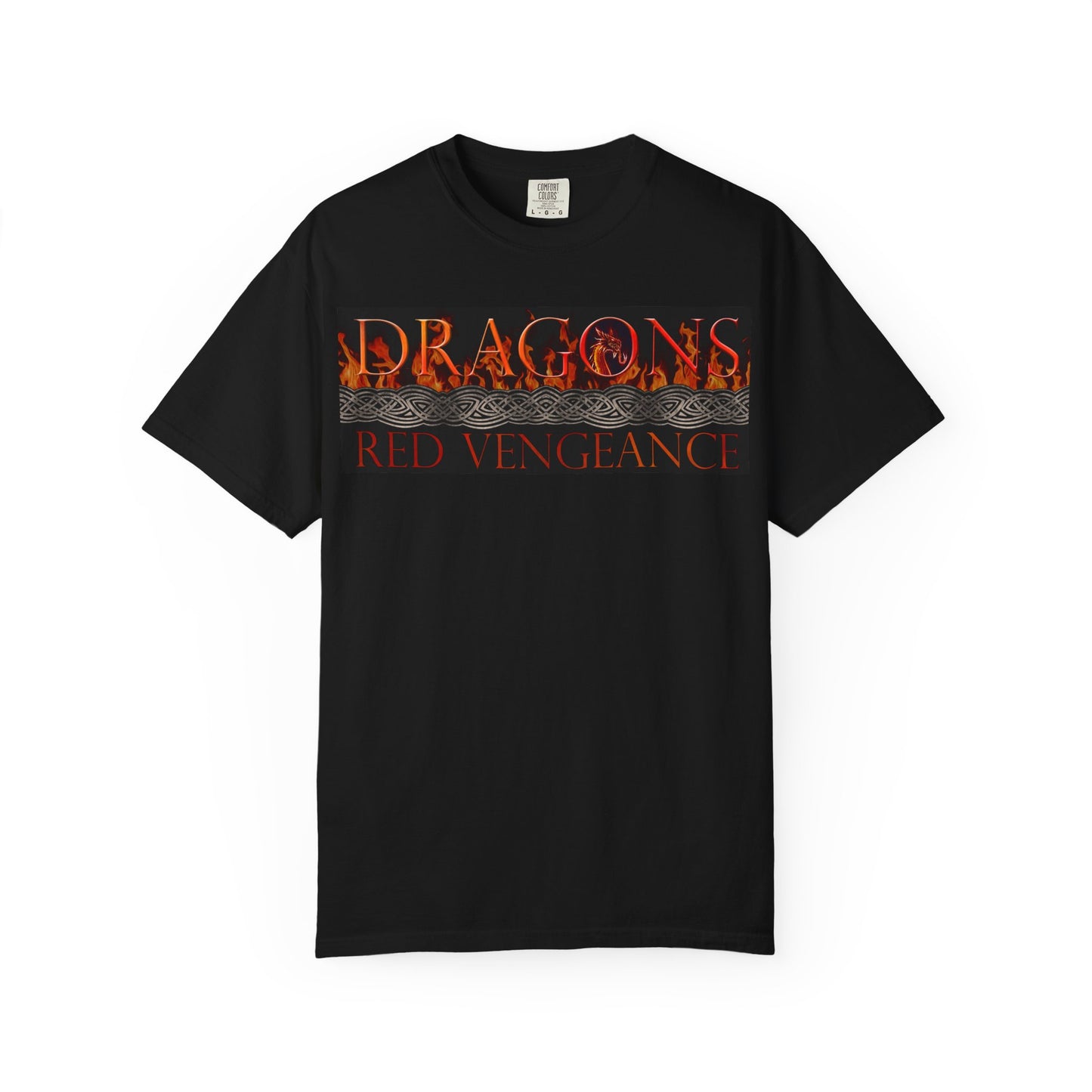 Unisex Heavy Cotton Tee:  "Dragons" [Blue Fury-Banner/Panel]