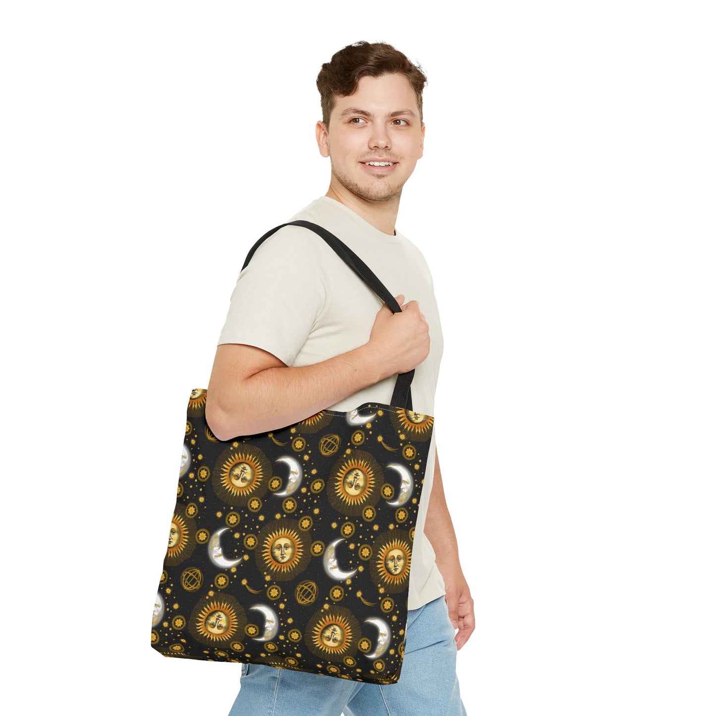 Tote Bag: Large:  ($24.23):  Celestial [Sun-Moon-Black]